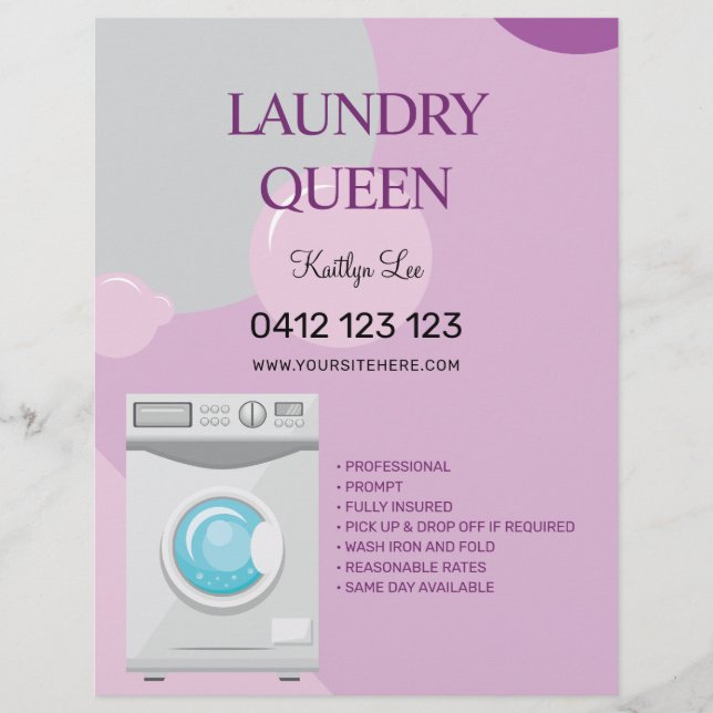 Laundry Ironing Services Laundromat Flyer (Front)