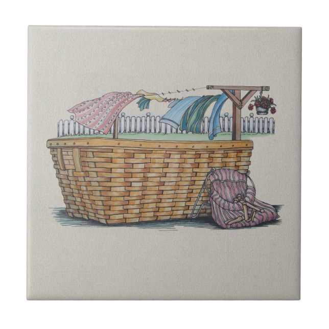 Laundry On Clothesline Ceramic Tile (Front)