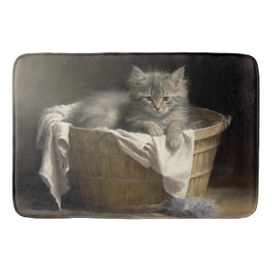 Laundry Or Playtime Grey Kitten Portrait Bath Mat