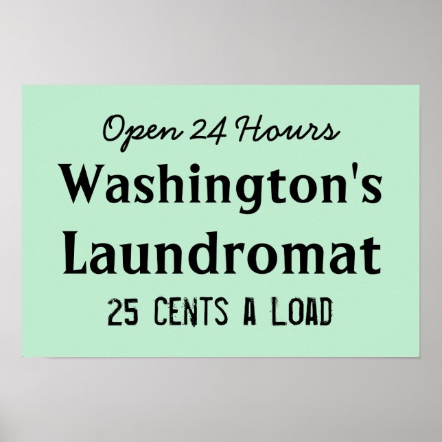 Laundry Personalised Laundromat Art Poster Print (Front)