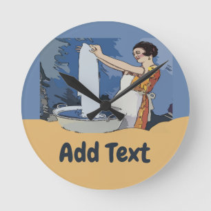 Laundry Room Clock, add name or text Round Clock