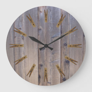 Laundry Room Clothespin Large Clock