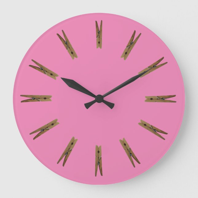 Laundry Room Clothespins Large Clock (Front)