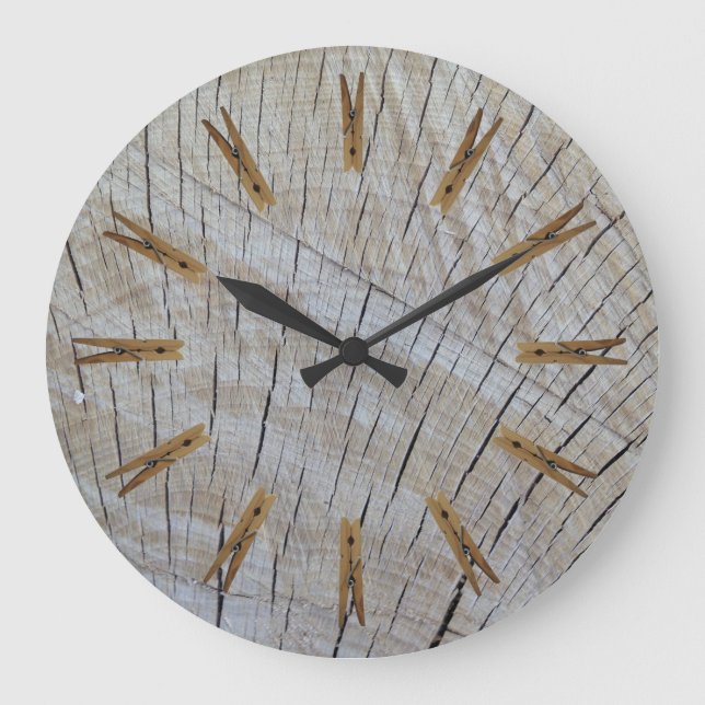 Laundry Room Clothespins Large Clock (Front)