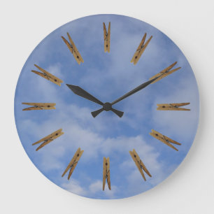 Laundry Room Clothespins Large Clock