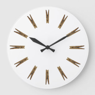 Laundry Room Clothespins Large Clock