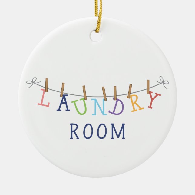 Laundry Room Hanging Ceramic Ornament (Front)