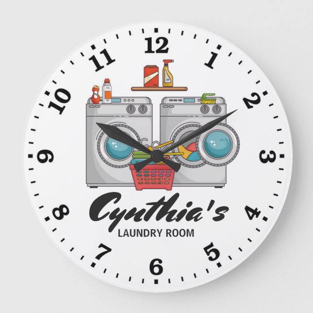 Laundry Room Personalizable Wall Clock (Front)