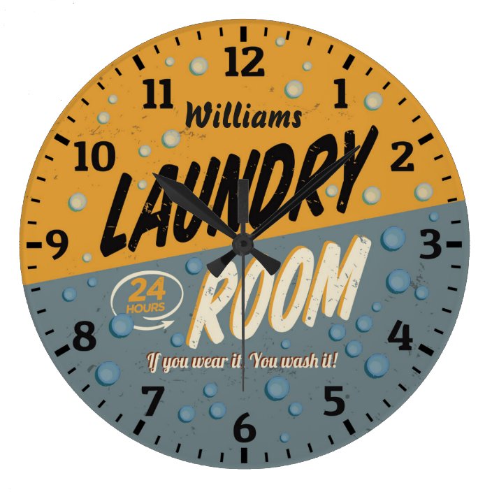 Laundry Room Personalizable Wall Clock