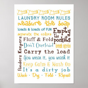 Laundry Room Rules Poster
