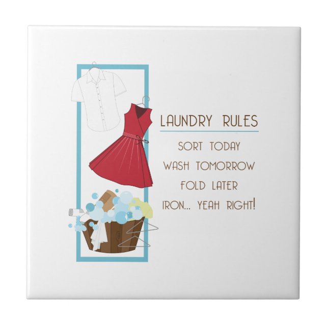 Laundry Rules Ceramic Tile (Front)