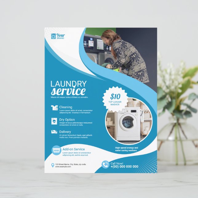 Laundry Service Flyer Template (Standing Front)