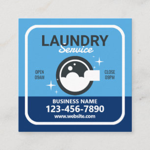 Laundry Service Qr Code Square Business Card