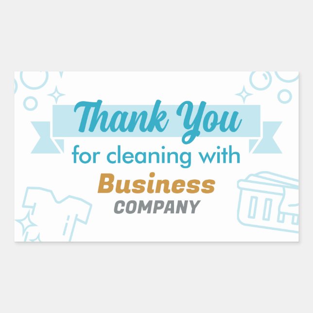 Laundry Services Laundromat Dry Cleaners Thank You Rectangular Sticker (Front)