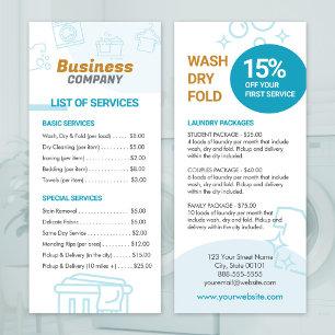 Laundry Services Price List of Services Menu Card