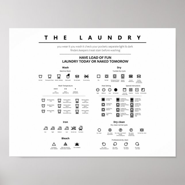 Laundry Sign Symbols (Front)