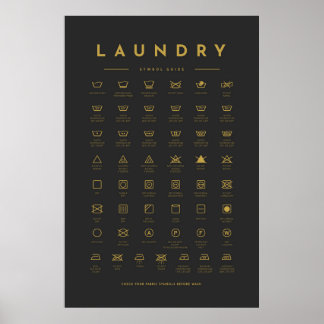 Laundry Symbols Guide Care Gold Poster