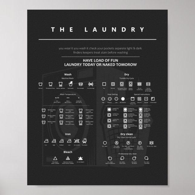 Laundry Symbols Print, Value Poster Paper (Matte) (Front)