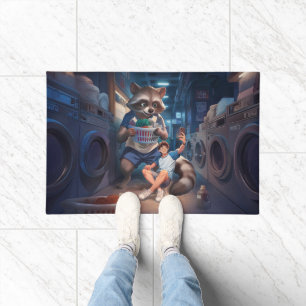 Laundry Time – Selfie with a Giant Raccoon Doormat