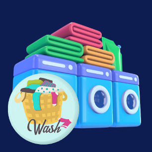 Laundry Wash Basket Full of Clothes Magnet