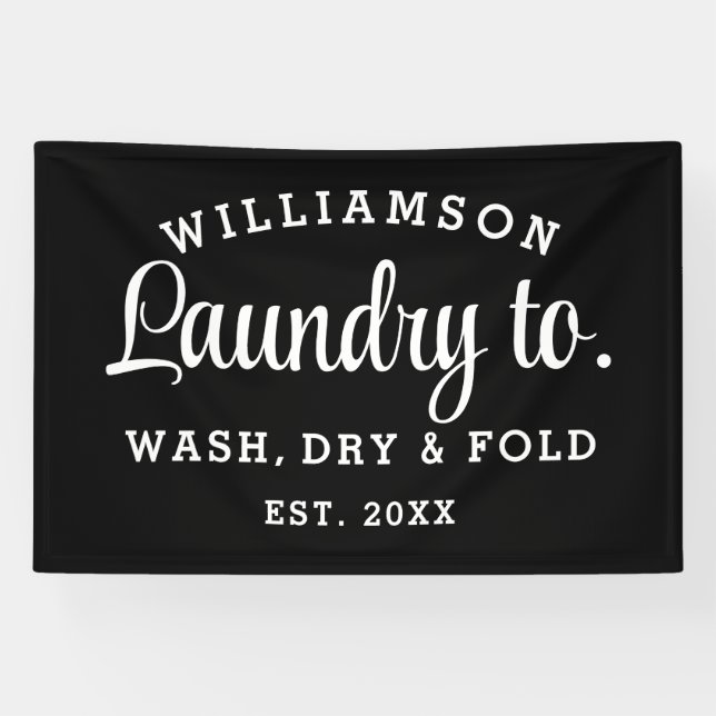 Laundry Wash – Minimalist Black & White Printable Banner (Horizontal)