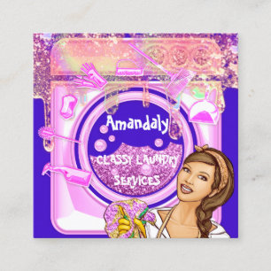 Laundry Washing Cleaning Services QR Code Logo Square Business Card