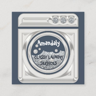 Laundry Washing Machine Home Cleaning QR Code Logo Square Business Card