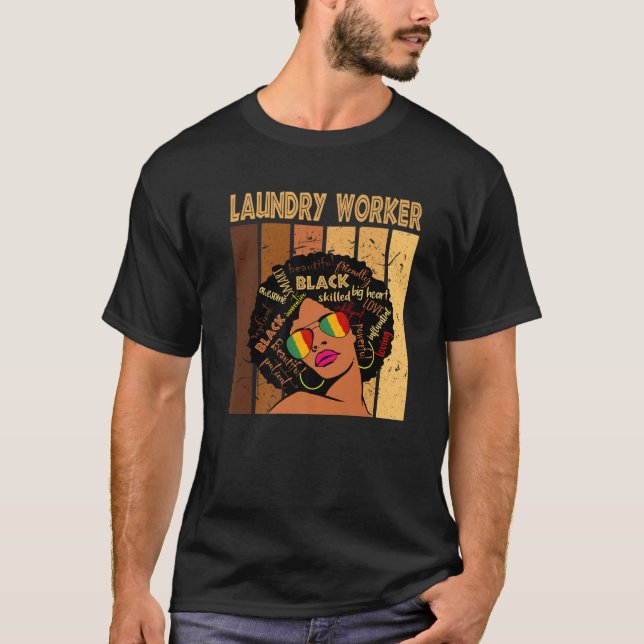 Laundry Worker Afro African American Black History T-Shirt (Front)