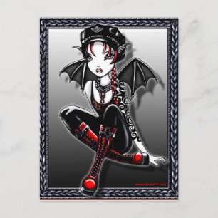 Laura Bat Winged Biker Fae Postcard
