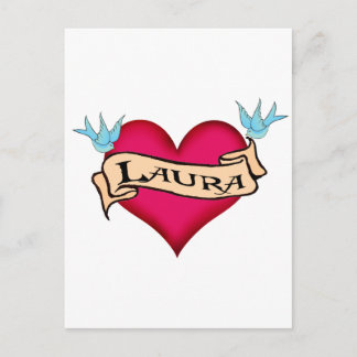 Laura - Custom Heart Tattoo T-shirts & Gifts Postcard