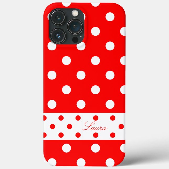 Laura - Cute Polka Dots With Your Name -  Case-Mate iPhone Case (Back)
