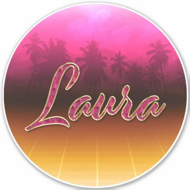Laura First name golden pink sticker sticker (Front)