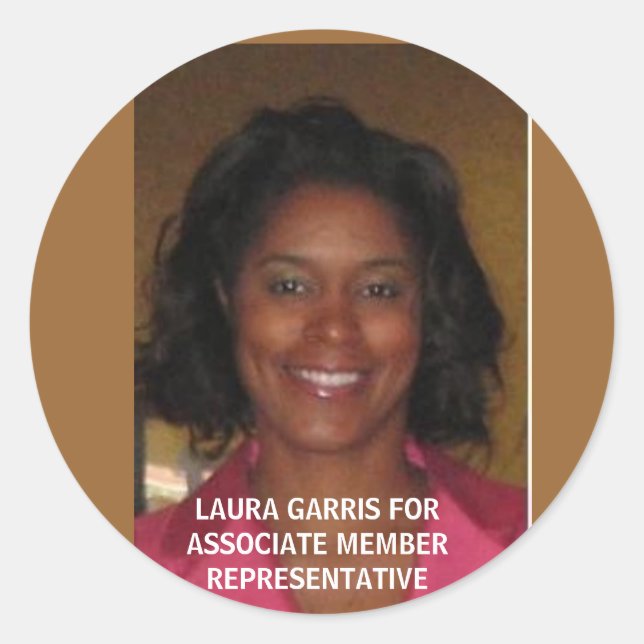 LAURA GARRIS FORASSOCIATE MEMBER REPRESENTATIVE CLASSIC ROUND STICKER (Front)