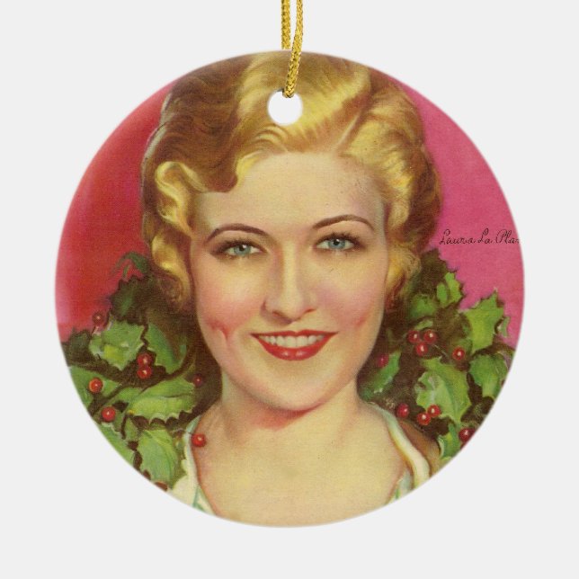 Laura La Plante 1929 magazine cover. Christmas. Ceramic Ornament (Front)