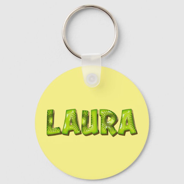 Laura Name Kiwi Design Schlüsselanhänger Key Ring (Front)