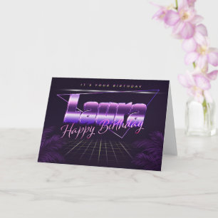 Laura Name Vorname lila retro Karte Geburtstag Card