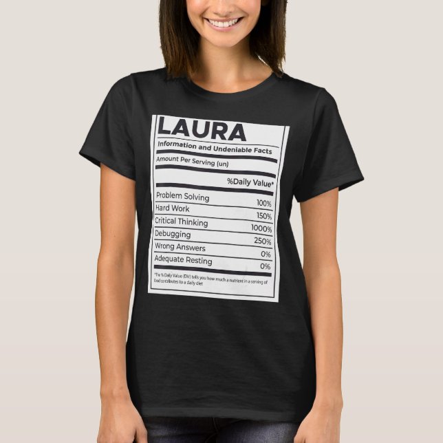 Laura Nutrition Information  Problem Solving Hard  T-Shirt (Front)