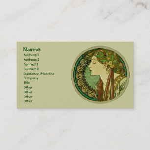 Laurel, Alphonse Mucha Vintage Art Nouveau Business Card
