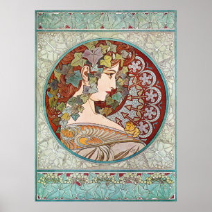 Laurel, Art Nouveau Illustration by Alphonse Mucha Poster