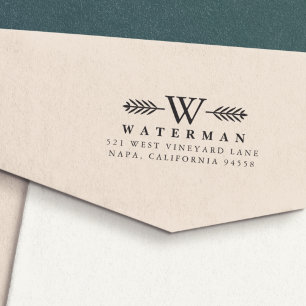 Laurel Branch Monogram Return Address Stamp