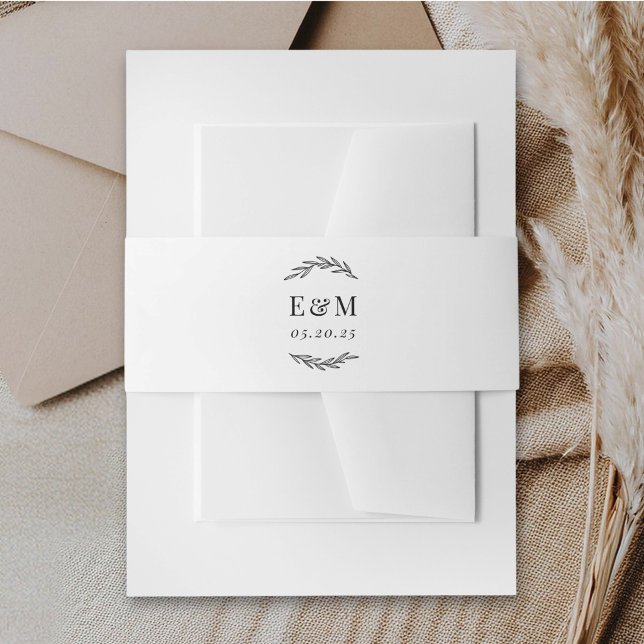 Laurel Branch  Monogram Wedding Invitation Belly Band (Creator Uploaded)