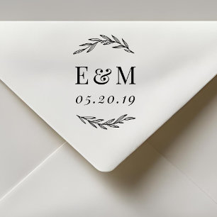 Laurel Branch  Monogram Wedding Save the Date Rubber Stamp