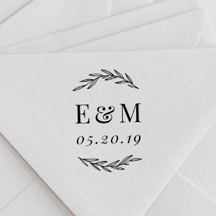Laurel Branch  Monogram Wedding Save the Date Self-inking Stamp