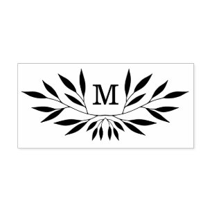 Laurel Branches Monogram Rubber Stamp