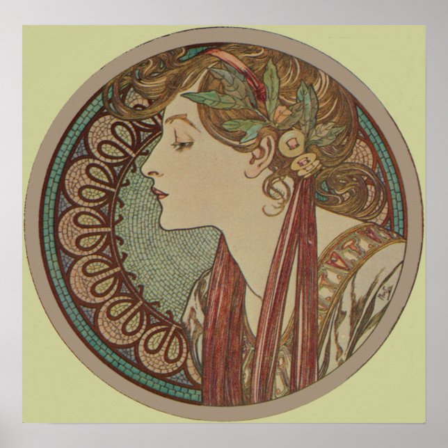 Laurel by Alphonse Mucha Art Nouveau Poster (Front)