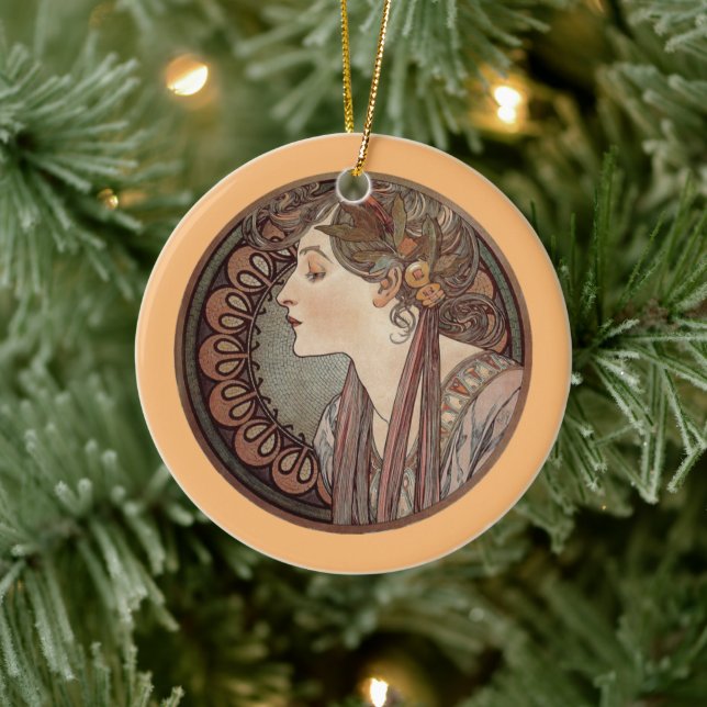  Laurel by Alphonse Mucha Ceramic Ornament (Tree)