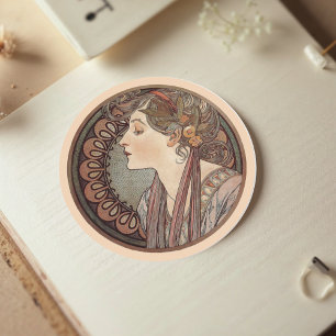 Laurel by Alphonse Mucha Classic  Classic Round Sticker
