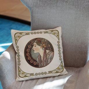  Laurel by Alphonse Mucha  Cushion