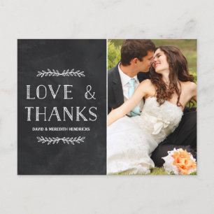 Laurel Chalkboard Lettering Photo Thank You Postcard