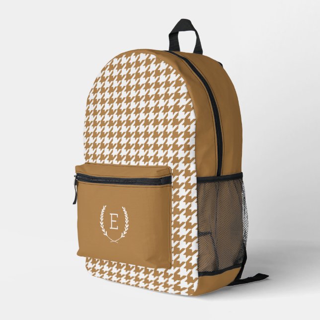 Laurel Crest Monogram Printed Backpack (Back Corner Right)